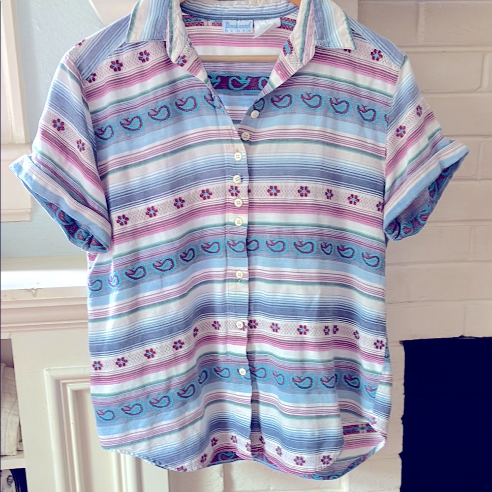 Vintage 80s / 90s Striped Button Up Top